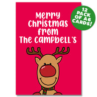 Personalised Reindeer Xmas Card Pack